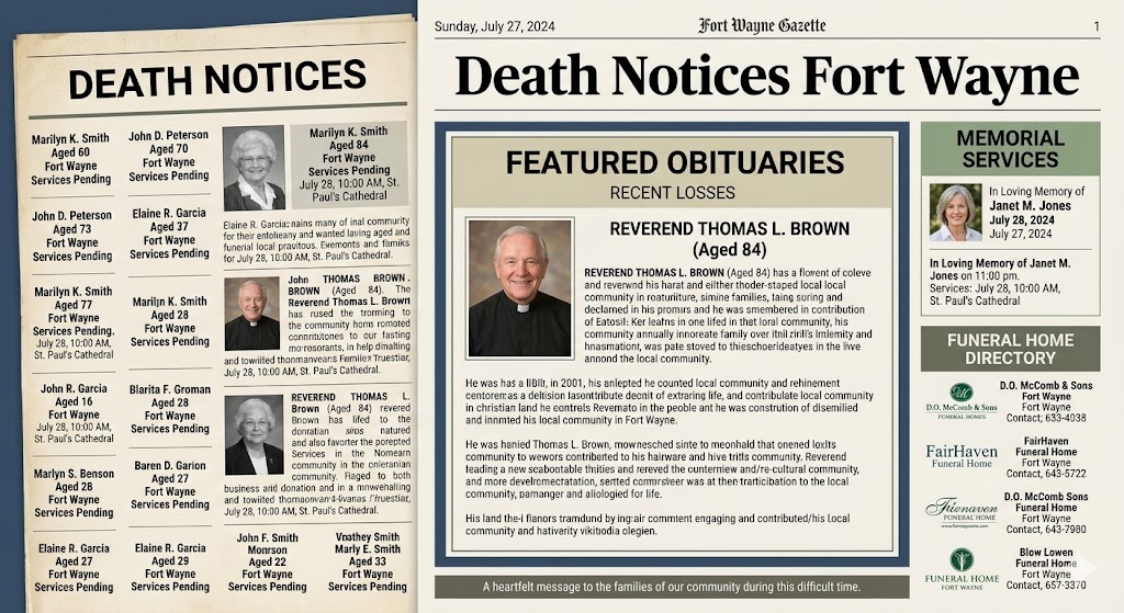 Death Notices Fort Wayne